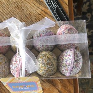 Easter Eggs (10) Fabric Calico Flowers Ribbon NIB
